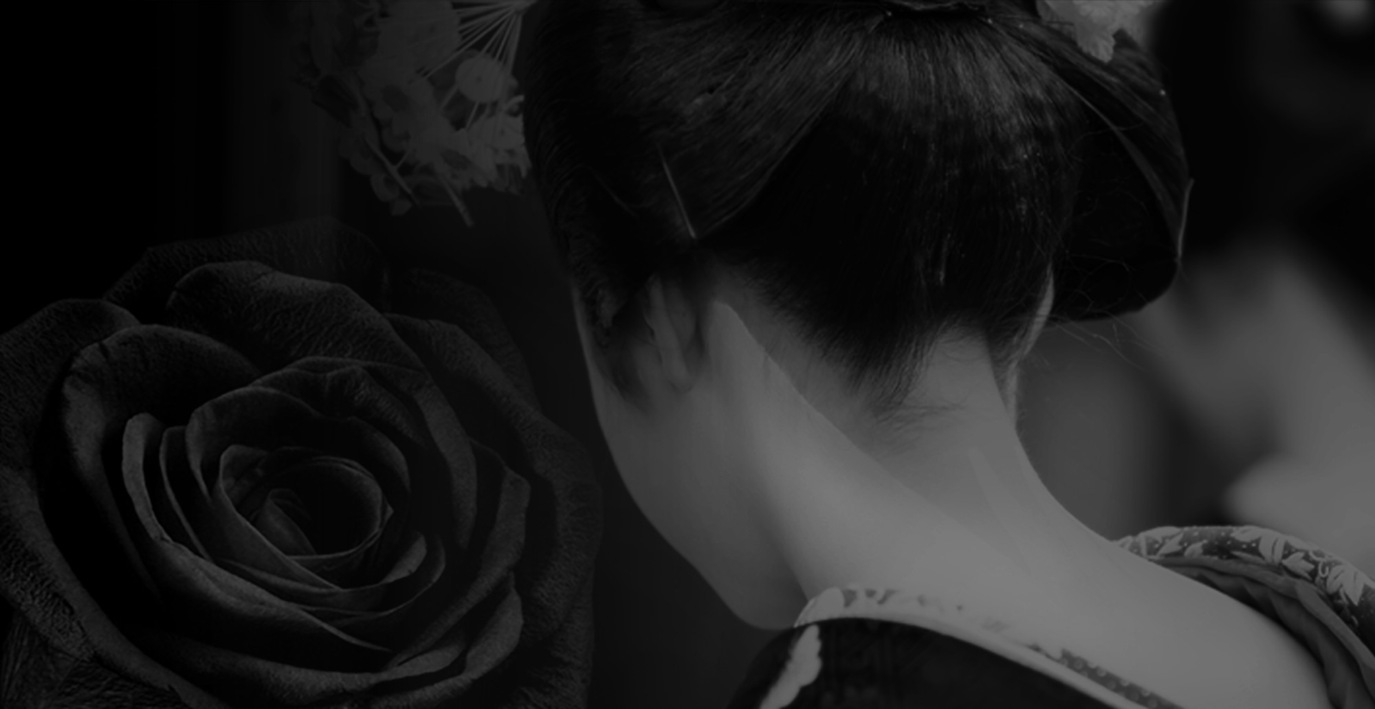 Dark image of flower and geisha